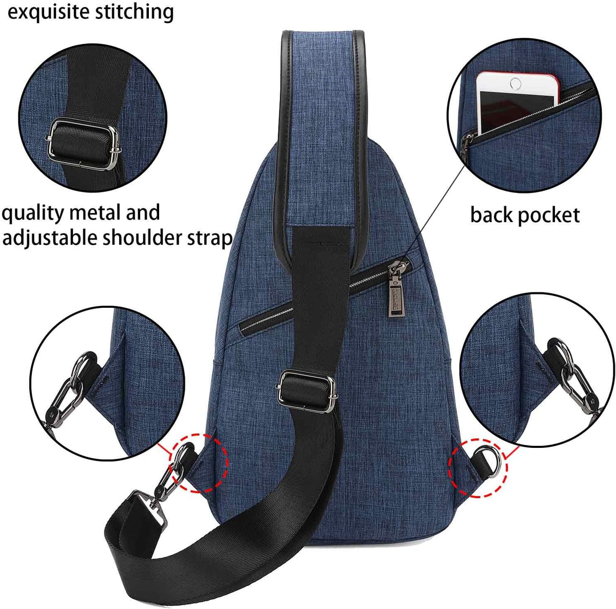 Small Sling Bag Crossbody Backpack Over the Shoulder Bag for Men Women Travel Outdoors, Lightweight Chest Pack (Large,Black)