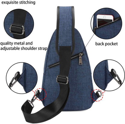 Small Sling Bag Crossbody Backpack Over the Shoulder Bag for Men Women Travel Outdoors, Lightweight Chest Pack (Large,Black)