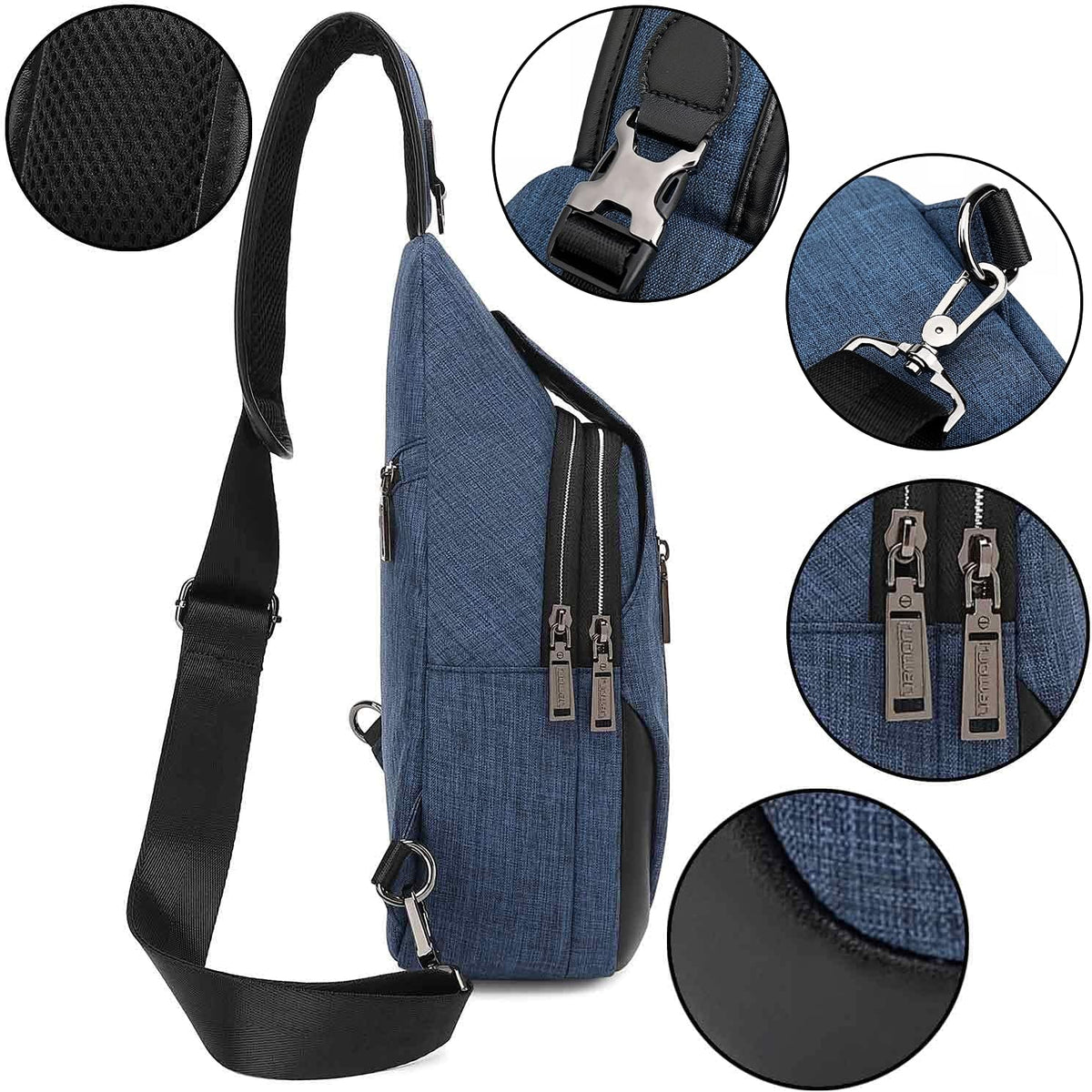 Small Sling Bag Crossbody Backpack Over the Shoulder Bag for Men Women Travel Outdoors, Lightweight Chest Pack (Large,Black)