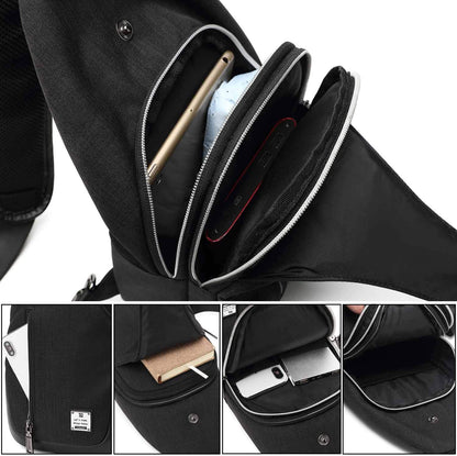 Small Sling Bag Crossbody Backpack Over the Shoulder Bag for Men Women Travel Outdoors, Lightweight Chest Pack (Large,Black)