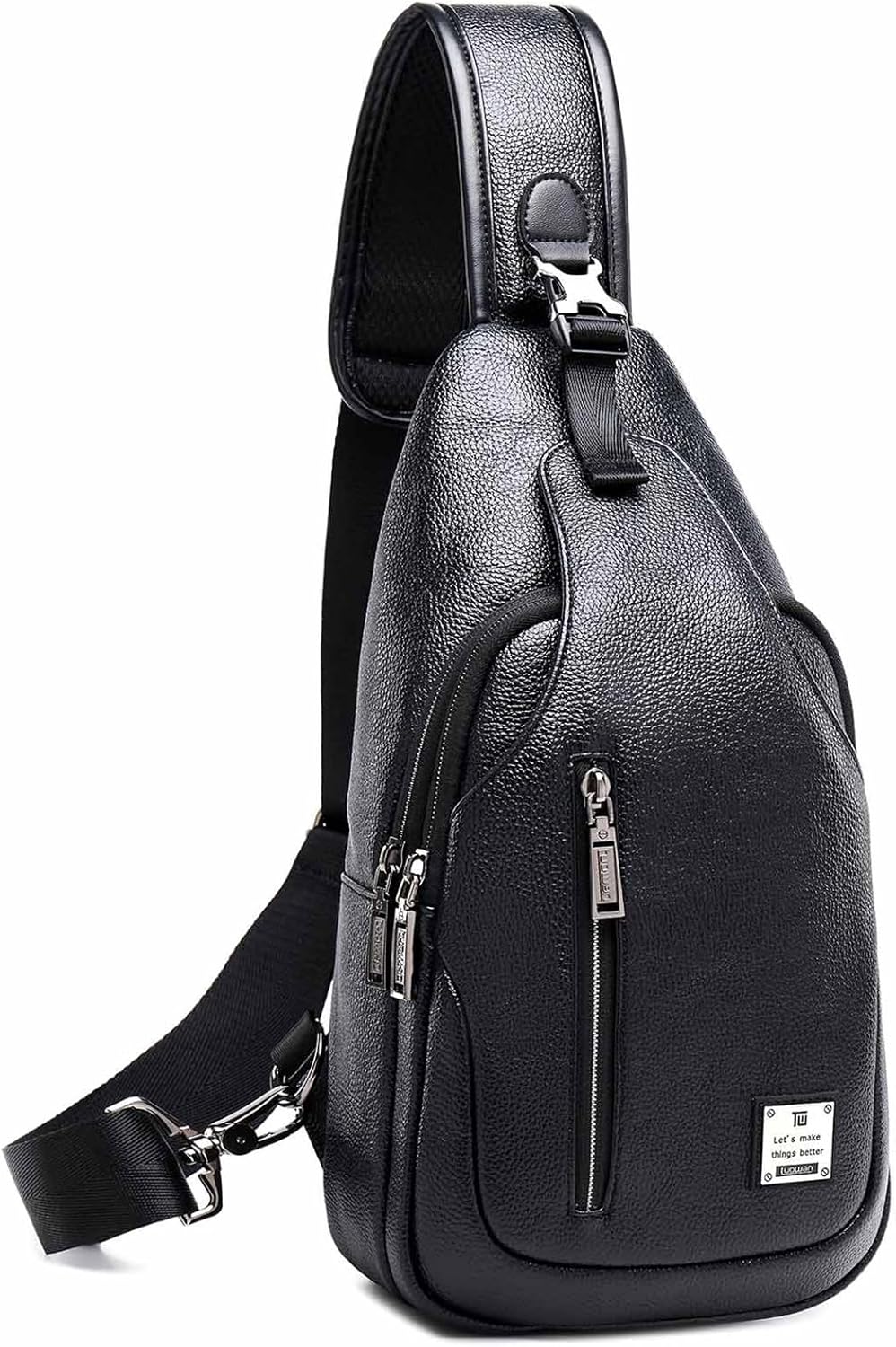 Small Sling Bag Crossbody Backpack Over the Shoulder Bag for Men Women Travel Outdoors, Lightweight Chest Pack (Large,Black)