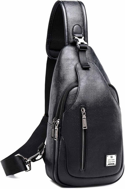 Small Sling Bag Crossbody Backpack Over the Shoulder Bag for Men Women Travel Outdoors, Lightweight Chest Pack (Large,Black)