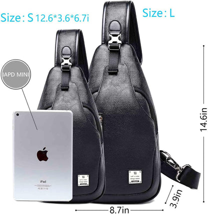 Small Sling Bag Crossbody Backpack Over the Shoulder Bag for Men Women Travel Outdoors, Lightweight Chest Pack (Large,Black)
