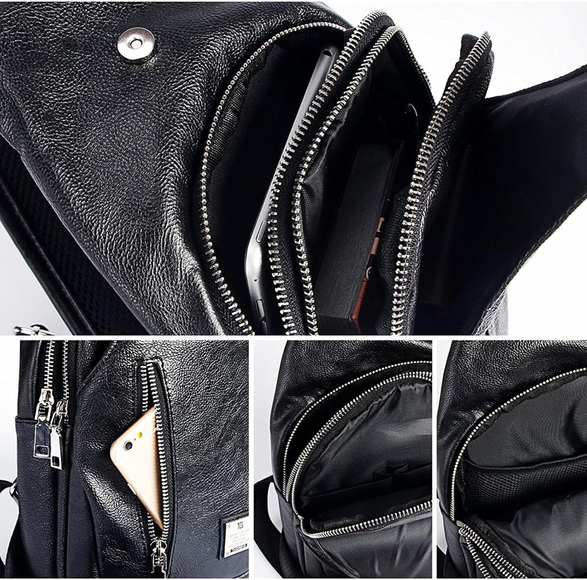 Small Sling Bag Crossbody Backpack Over the Shoulder Bag for Men Women Travel Outdoors, Lightweight Chest Pack (Large,Black)