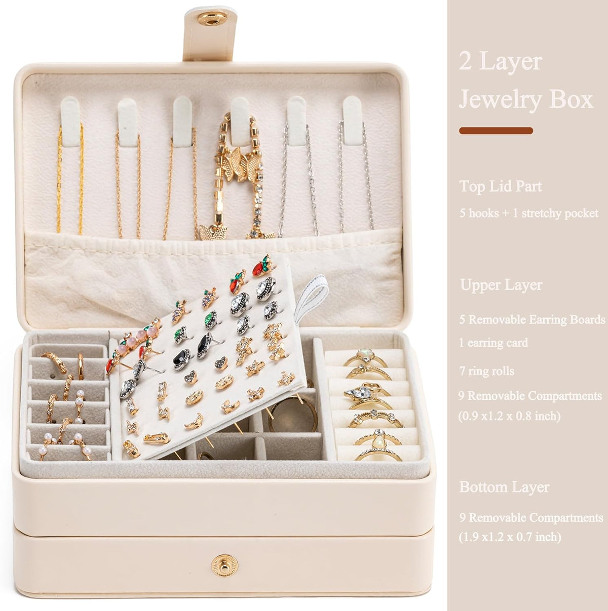 Mini Jewelry Travel Case, PU Leather Travel Jewelry Organizer Box, Small Portable Portable Jewellery Storage Holder for Womens Rings Earrings Necklaces Bracelets (Black)