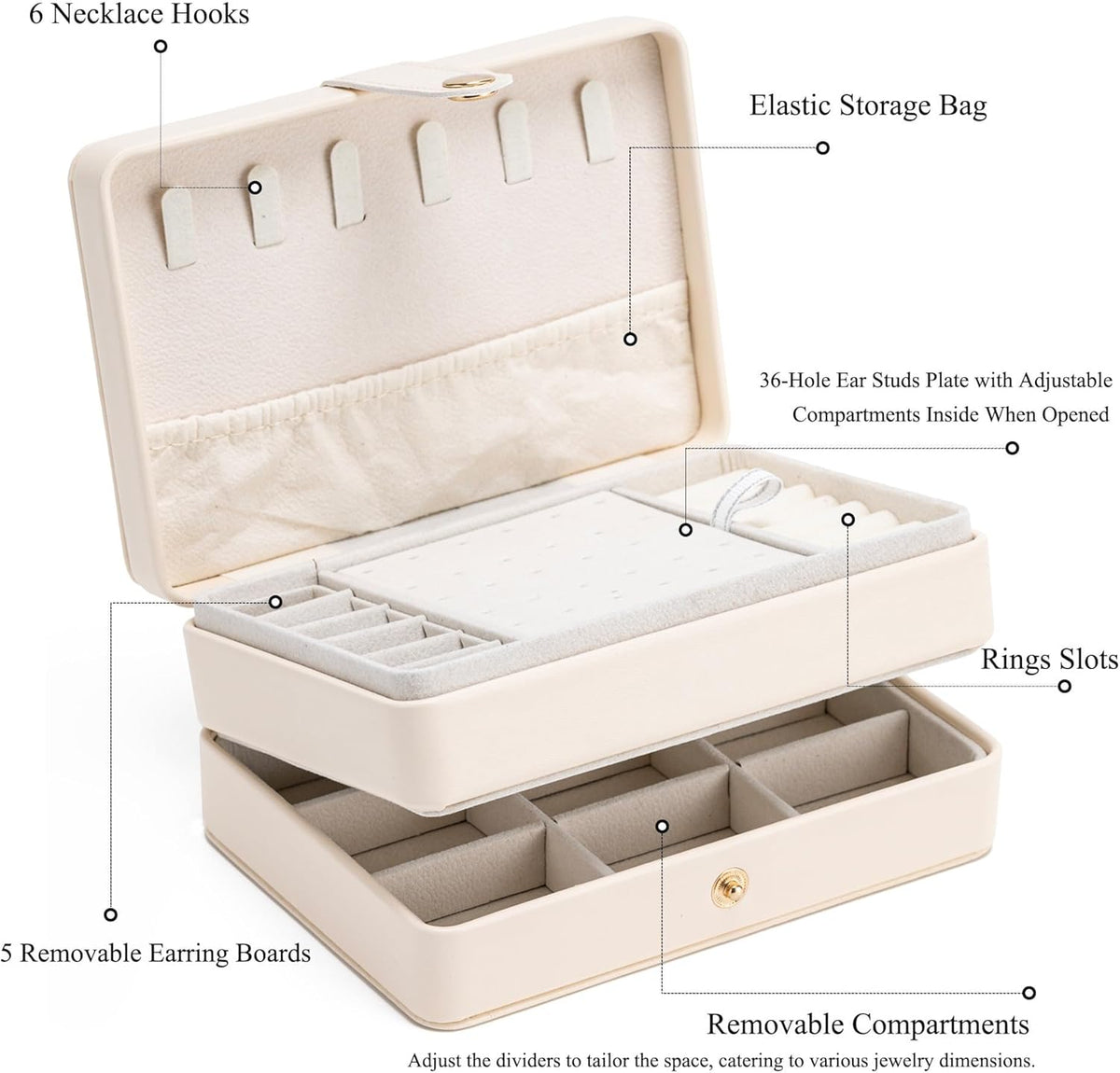 Mini Jewelry Travel Case, PU Leather Travel Jewelry Organizer Box, Small Portable Portable Jewellery Storage Holder for Womens Rings Earrings Necklaces Bracelets (Black)