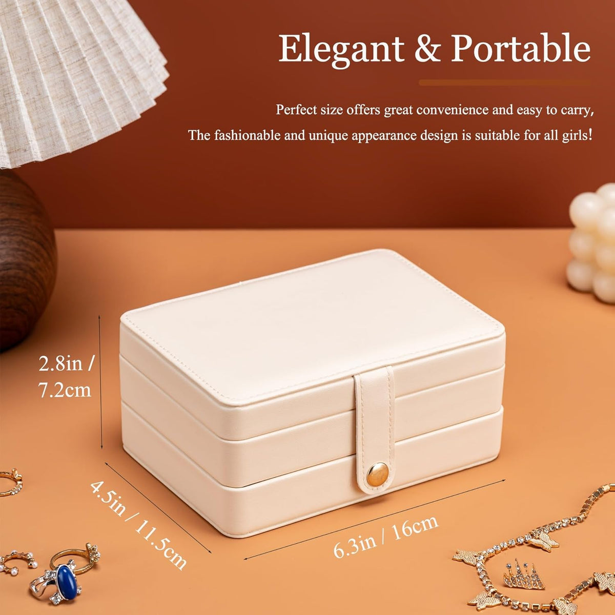 Mini Jewelry Travel Case, PU Leather Travel Jewelry Organizer Box, Small Portable Portable Jewellery Storage Holder for Womens Rings Earrings Necklaces Bracelets (Black)
