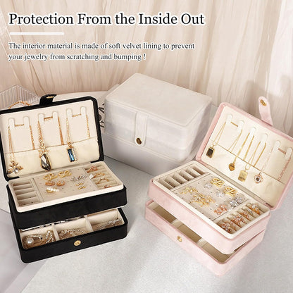Mini Jewelry Travel Case, PU Leather Travel Jewelry Organizer Box, Small Portable Portable Jewellery Storage Holder for Womens Rings Earrings Necklaces Bracelets (Black)