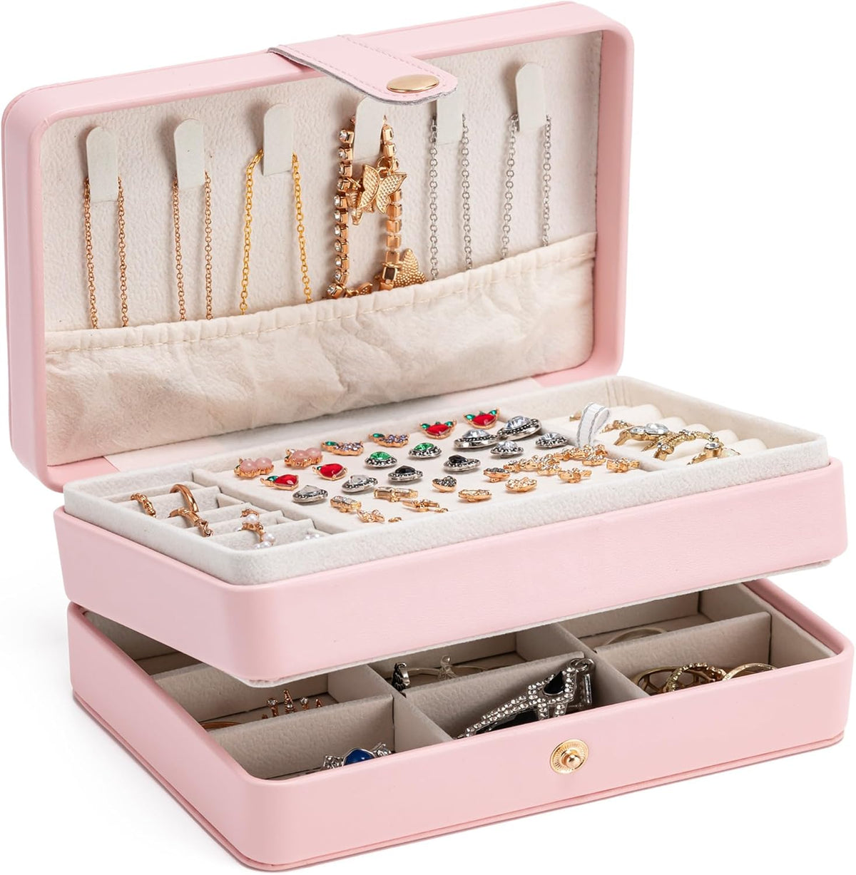 Mini Jewelry Travel Case, PU Leather Travel Jewelry Organizer Box, Small Portable Portable Jewellery Storage Holder for Womens Rings Earrings Necklaces Bracelets (Black)