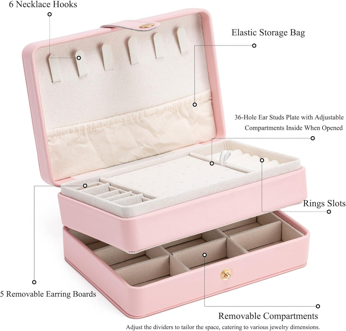 Mini Jewelry Travel Case, PU Leather Travel Jewelry Organizer Box, Small Portable Portable Jewellery Storage Holder for Womens Rings Earrings Necklaces Bracelets (Black)