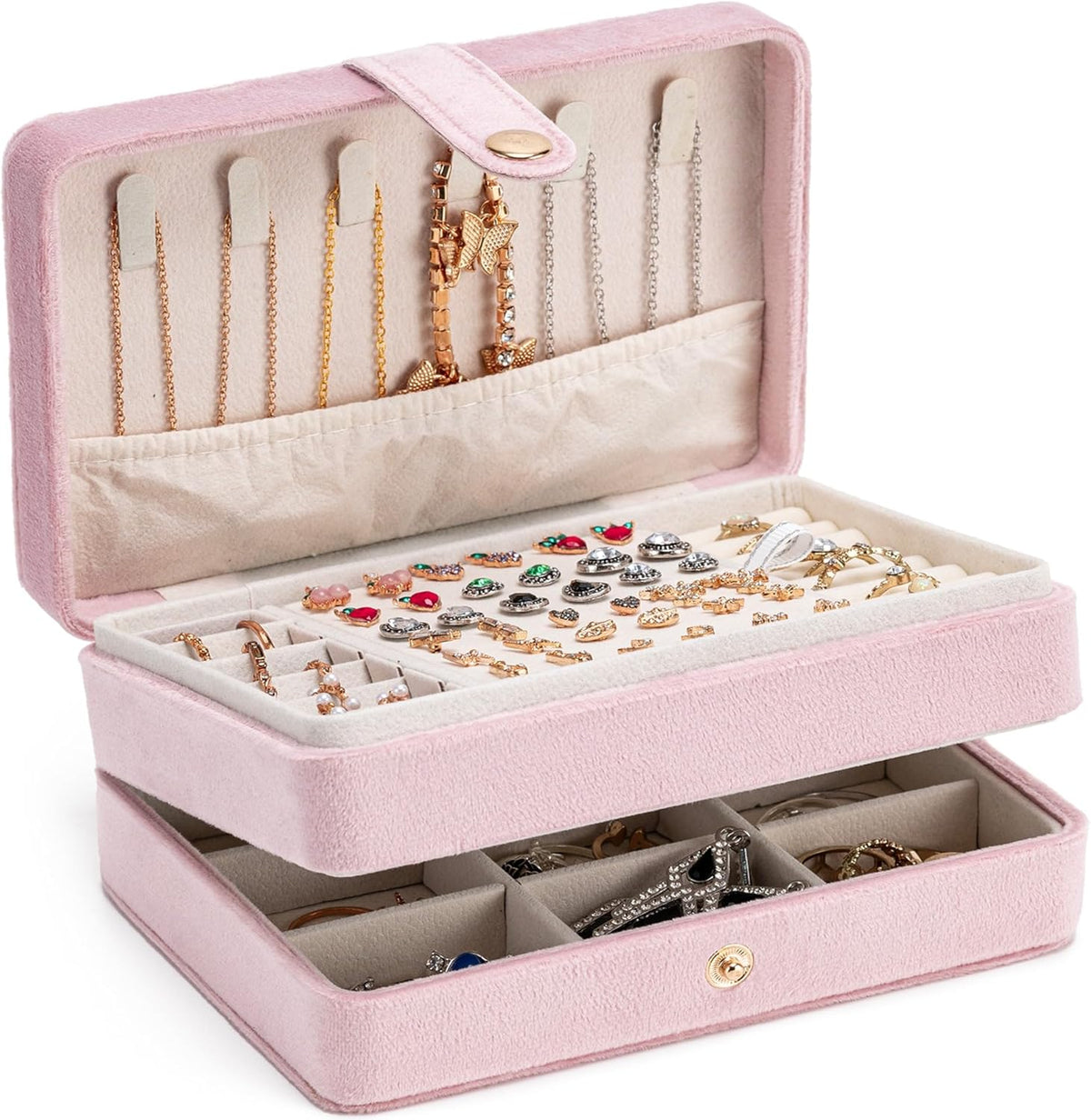 Mini Jewelry Travel Case, PU Leather Travel Jewelry Organizer Box, Small Portable Portable Jewellery Storage Holder for Womens Rings Earrings Necklaces Bracelets (Black)