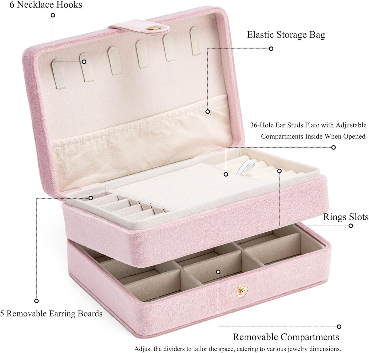 Mini Jewelry Travel Case, PU Leather Travel Jewelry Organizer Box, Small Portable Portable Jewellery Storage Holder for Womens Rings Earrings Necklaces Bracelets (Black)