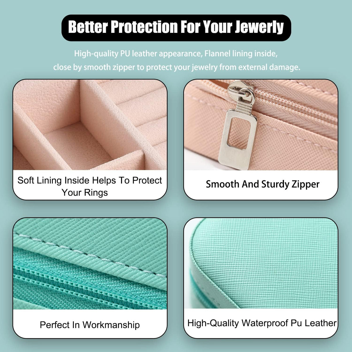 Mini Jewelry Travel Case, PU Leather Travel Jewelry Organizer Box, Small Portable Portable Jewellery Storage Holder for Womens Rings Earrings Necklaces Bracelets (Black)