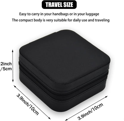 Mini Jewelry Travel Case, PU Leather Travel Jewelry Organizer Box, Small Portable Portable Jewellery Storage Holder for Womens Rings Earrings Necklaces Bracelets (Black)