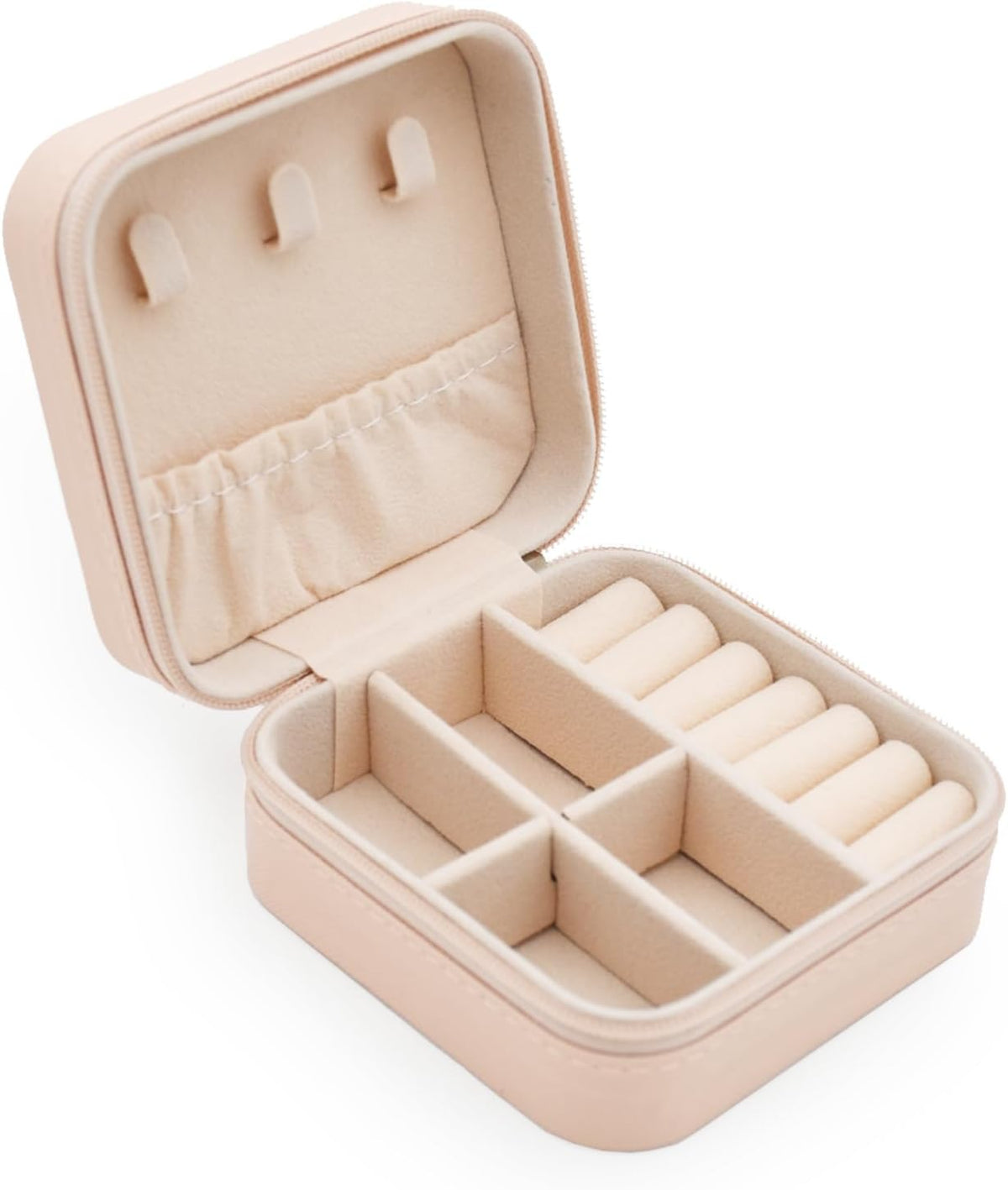 Mini Jewelry Travel Case, PU Leather Travel Jewelry Organizer Box, Small Portable Portable Jewellery Storage Holder for Womens Rings Earrings Necklaces Bracelets (Black)