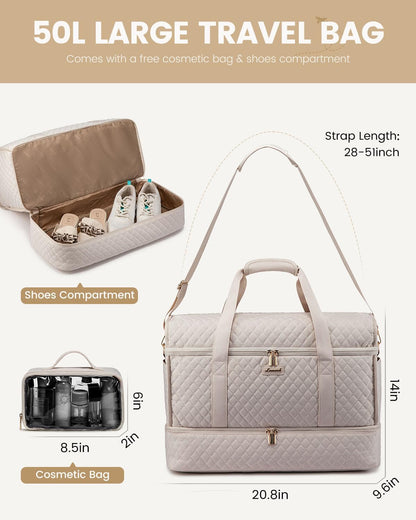 Large Travel Duffle Bag, Weekender Bags for Women With Shoe Compartment, Overnight Hospital Bag For Women Labor Delivery, Carry on Bag Personal Item Travel Bag, Yoga Gym Duffel Bag