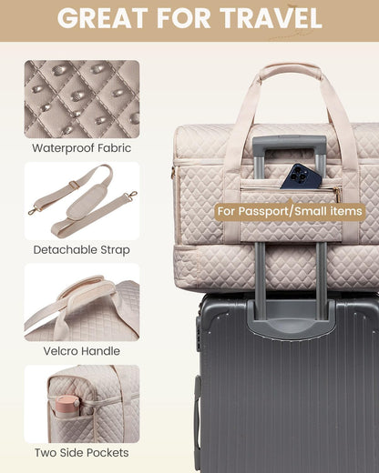 Large Travel Duffle Bag, Weekender Bags for Women With Shoe Compartment, Overnight Hospital Bag For Women Labor Delivery, Carry on Bag Personal Item Travel Bag, Yoga Gym Duffel Bag