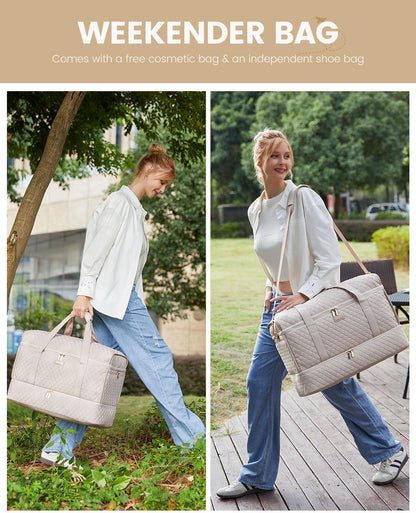 Large Travel Duffle Bag, Weekender Bags for Women With Shoe Compartment, Overnight Hospital Bag For Women Labor Delivery, Carry on Bag Personal Item Travel Bag, Yoga Gym Duffel Bag