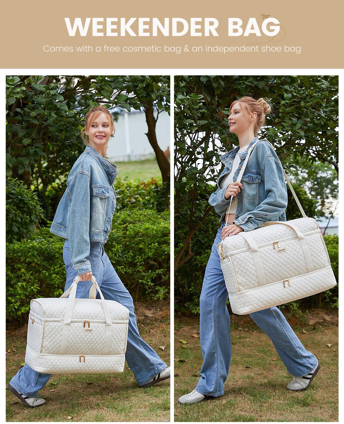 Large Travel Duffle Bag, Weekender Bags for Women With Shoe Compartment, Overnight Hospital Bag For Women Labor Delivery, Carry on Bag Personal Item Travel Bag, Yoga Gym Duffel Bag