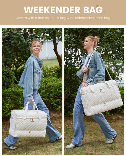 Large Travel Duffle Bag, Weekender Bags for Women With Shoe Compartment, Overnight Hospital Bag For Women Labor Delivery, Carry on Bag Personal Item Travel Bag, Yoga Gym Duffel Bag