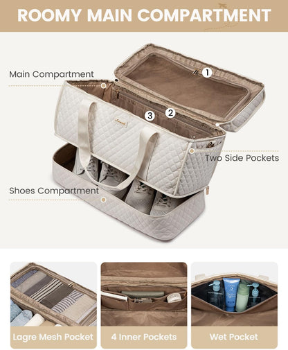 Large Travel Duffle Bag, Weekender Bags for Women With Shoe Compartment, Overnight Hospital Bag For Women Labor Delivery, Carry on Bag Personal Item Travel Bag, Yoga Gym Duffel Bag