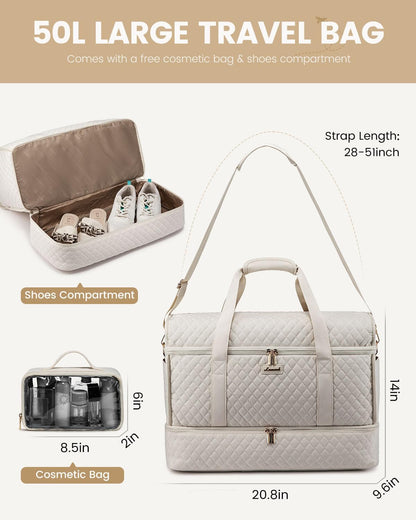 Large Travel Duffle Bag, Weekender Bags for Women With Shoe Compartment, Overnight Hospital Bag For Women Labor Delivery, Carry on Bag Personal Item Travel Bag, Yoga Gym Duffel Bag