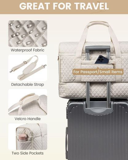 Large Travel Duffle Bag, Weekender Bags for Women With Shoe Compartment, Overnight Hospital Bag For Women Labor Delivery, Carry on Bag Personal Item Travel Bag, Yoga Gym Duffel Bag