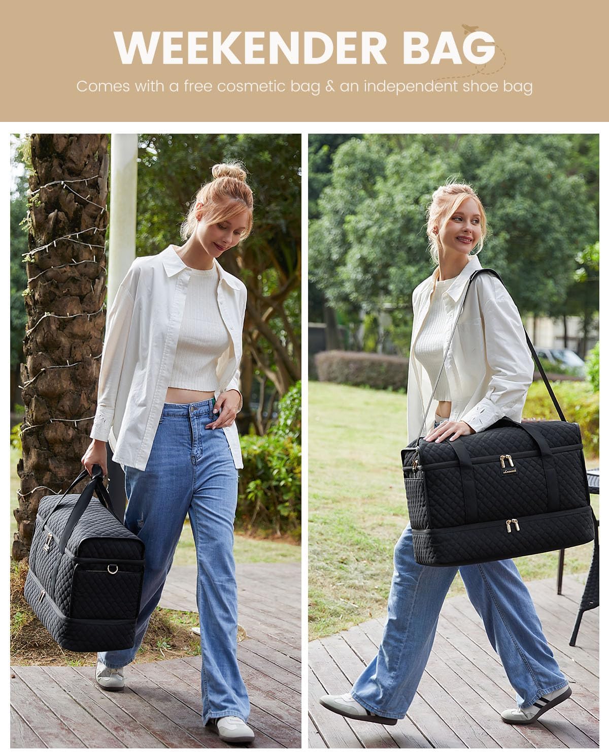 Large Travel Duffle Bag, Weekender Bags for Women With Shoe Compartment, Overnight Hospital Bag For Women Labor Delivery, Carry on Bag Personal Item Travel Bag, Yoga Gym Duffel Bag