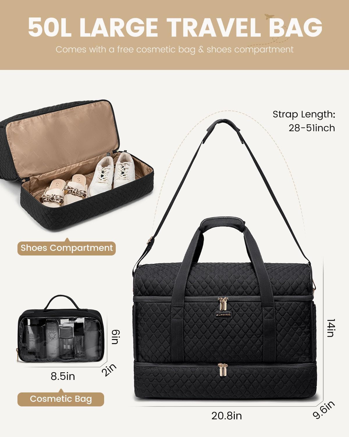 Large Travel Duffle Bag, Weekender Bags for Women With Shoe Compartment, Overnight Hospital Bag For Women Labor Delivery, Carry on Bag Personal Item Travel Bag, Yoga Gym Duffel Bag