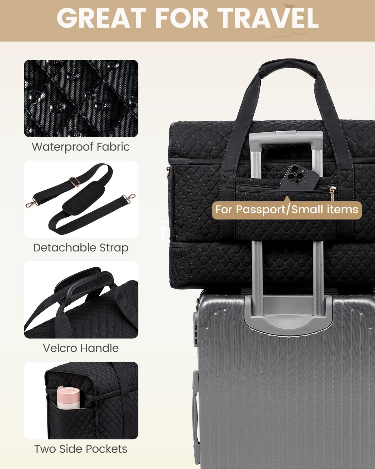Large Travel Duffle Bag, Weekender Bags for Women With Shoe Compartment, Overnight Hospital Bag For Women Labor Delivery, Carry on Bag Personal Item Travel Bag, Yoga Gym Duffel Bag