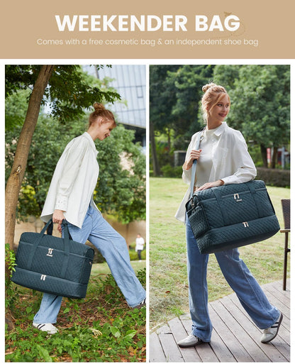 Large Travel Duffle Bag, Weekender Bags for Women With Shoe Compartment, Overnight Hospital Bag For Women Labor Delivery, Carry on Bag Personal Item Travel Bag, Yoga Gym Duffel Bag