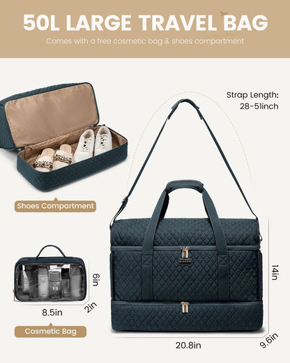 Large Travel Duffle Bag, Weekender Bags for Women With Shoe Compartment, Overnight Hospital Bag For Women Labor Delivery, Carry on Bag Personal Item Travel Bag, Yoga Gym Duffel Bag