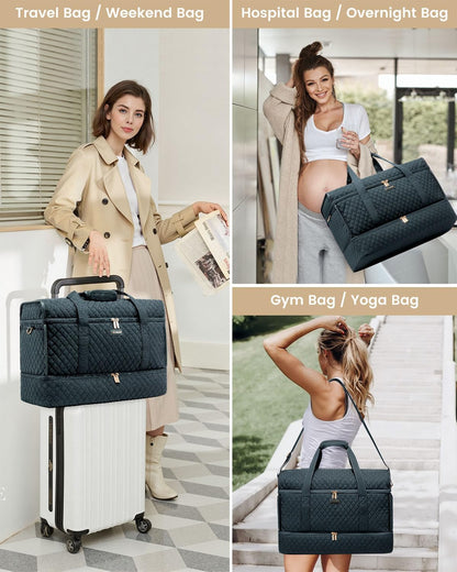Large Travel Duffle Bag, Weekender Bags for Women With Shoe Compartment, Overnight Hospital Bag For Women Labor Delivery, Carry on Bag Personal Item Travel Bag, Yoga Gym Duffel Bag