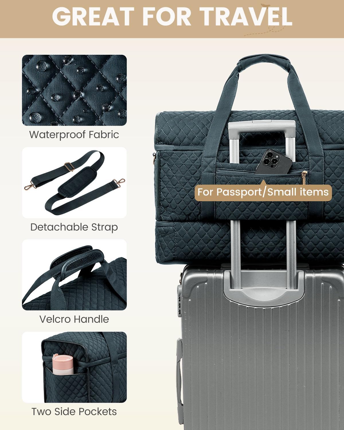 Large Travel Duffle Bag, Weekender Bags for Women With Shoe Compartment, Overnight Hospital Bag For Women Labor Delivery, Carry on Bag Personal Item Travel Bag, Yoga Gym Duffel Bag