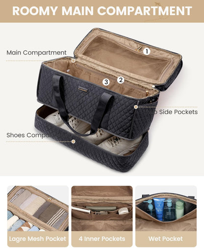 Large Travel Duffle Bag, Weekender Bags for Women With Shoe Compartment, Overnight Hospital Bag For Women Labor Delivery, Carry on Bag Personal Item Travel Bag, Yoga Gym Duffel Bag