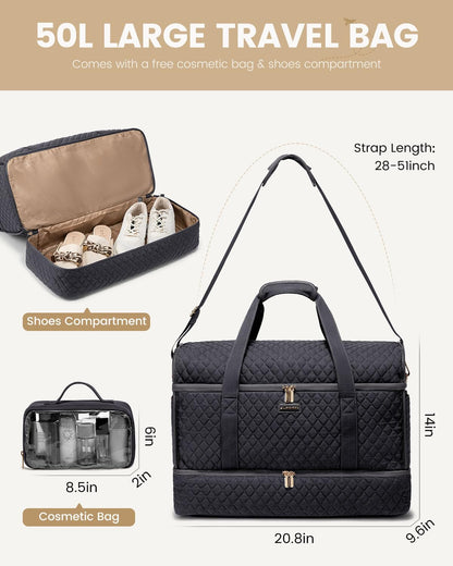 Large Travel Duffle Bag, Weekender Bags for Women With Shoe Compartment, Overnight Hospital Bag For Women Labor Delivery, Carry on Bag Personal Item Travel Bag, Yoga Gym Duffel Bag
