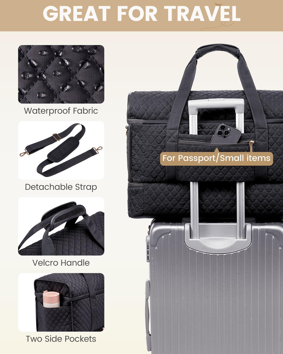 Large Travel Duffle Bag, Weekender Bags for Women With Shoe Compartment, Overnight Hospital Bag For Women Labor Delivery, Carry on Bag Personal Item Travel Bag, Yoga Gym Duffel Bag