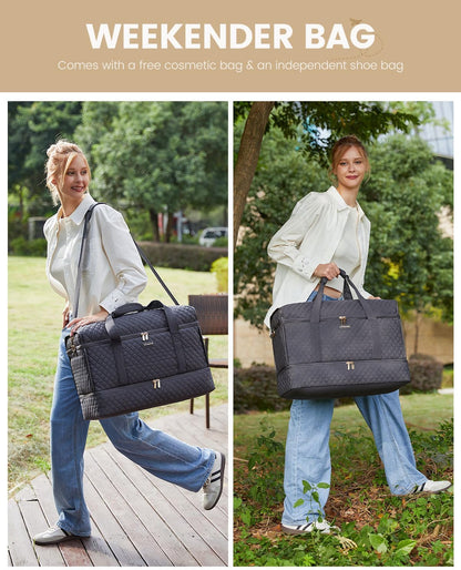 Large Travel Duffle Bag, Weekender Bags for Women With Shoe Compartment, Overnight Hospital Bag For Women Labor Delivery, Carry on Bag Personal Item Travel Bag, Yoga Gym Duffel Bag