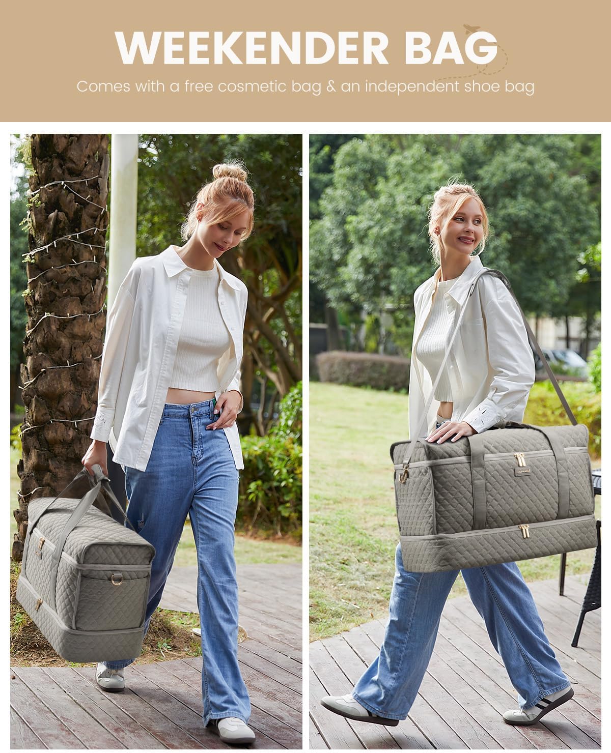 Large Travel Duffle Bag, Weekender Bags for Women With Shoe Compartment, Overnight Hospital Bag For Women Labor Delivery, Carry on Bag Personal Item Travel Bag, Yoga Gym Duffel Bag
