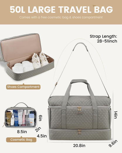 Large Travel Duffle Bag, Weekender Bags for Women With Shoe Compartment, Overnight Hospital Bag For Women Labor Delivery, Carry on Bag Personal Item Travel Bag, Yoga Gym Duffel Bag