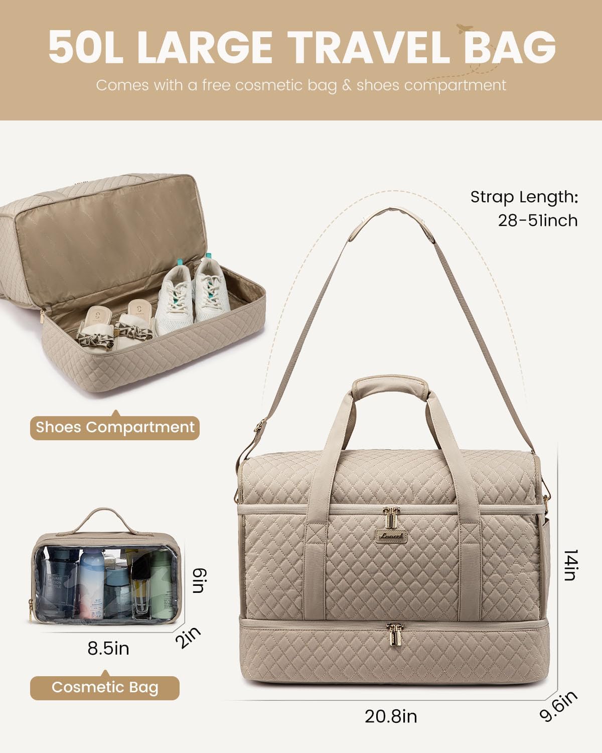 Large Travel Duffle Bag, Weekender Bags for Women With Shoe Compartment, Overnight Hospital Bag For Women Labor Delivery, Carry on Bag Personal Item Travel Bag, Yoga Gym Duffel Bag