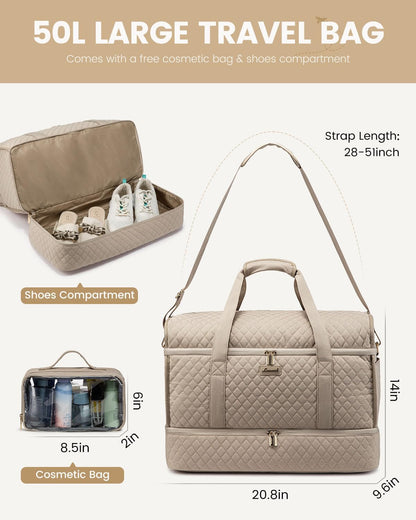 Large Travel Duffle Bag, Weekender Bags for Women With Shoe Compartment, Overnight Hospital Bag For Women Labor Delivery, Carry on Bag Personal Item Travel Bag, Yoga Gym Duffel Bag