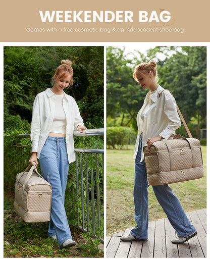 Large Travel Duffle Bag, Weekender Bags for Women With Shoe Compartment, Overnight Hospital Bag For Women Labor Delivery, Carry on Bag Personal Item Travel Bag, Yoga Gym Duffel Bag