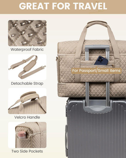 Large Travel Duffle Bag, Weekender Bags for Women With Shoe Compartment, Overnight Hospital Bag For Women Labor Delivery, Carry on Bag Personal Item Travel Bag, Yoga Gym Duffel Bag