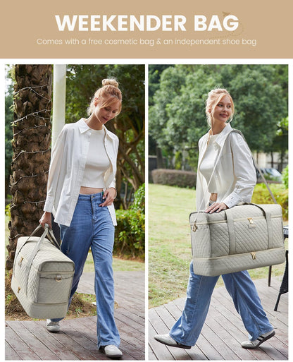 Large Travel Duffle Bag, Weekender Bags for Women With Shoe Compartment, Overnight Hospital Bag For Women Labor Delivery, Carry on Bag Personal Item Travel Bag, Yoga Gym Duffel Bag