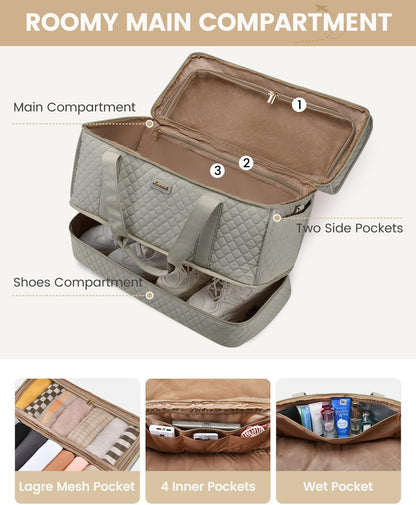 Large Travel Duffle Bag, Weekender Bags for Women With Shoe Compartment, Overnight Hospital Bag For Women Labor Delivery, Carry on Bag Personal Item Travel Bag, Yoga Gym Duffel Bag