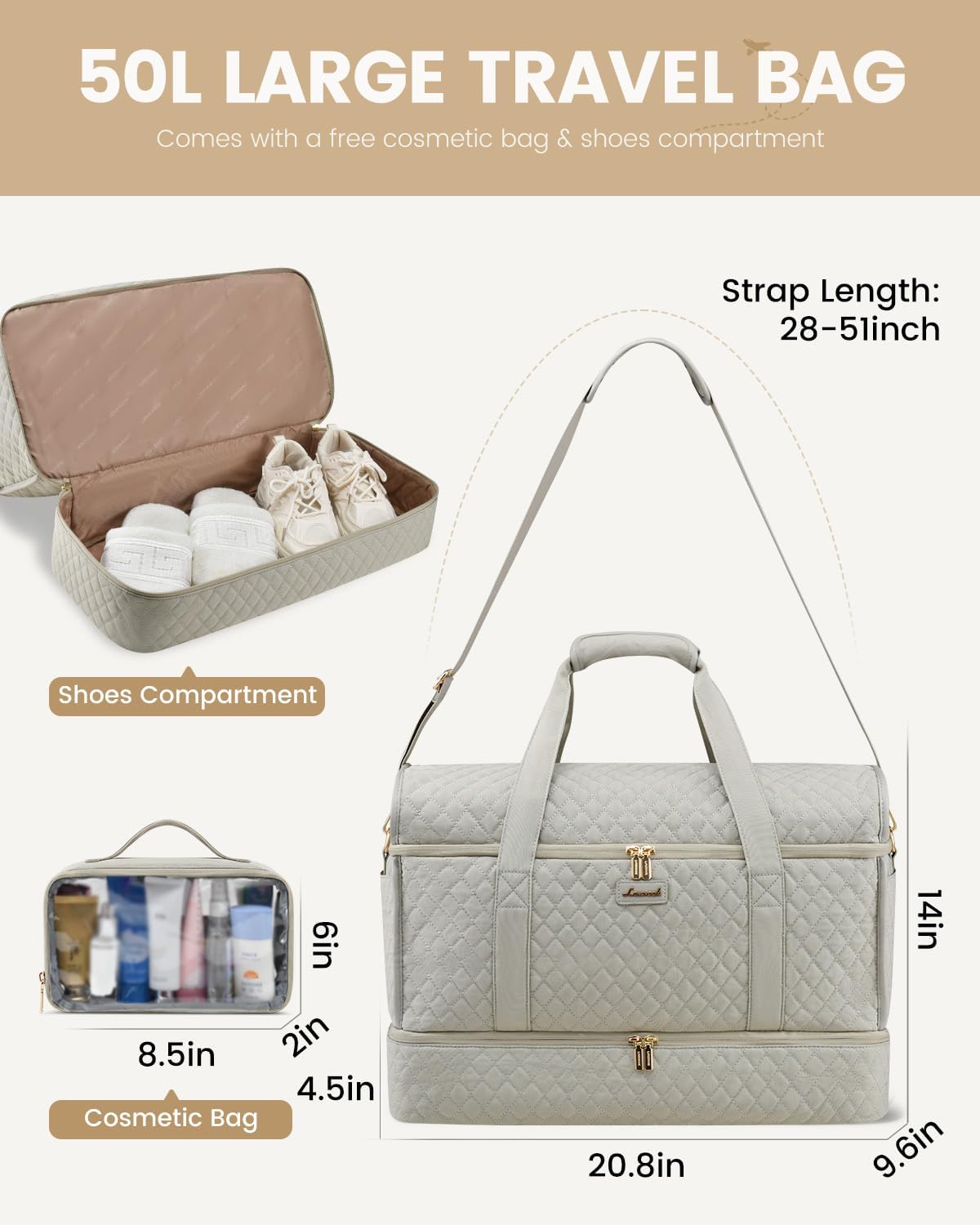 Large Travel Duffle Bag, Weekender Bags for Women With Shoe Compartment, Overnight Hospital Bag For Women Labor Delivery, Carry on Bag Personal Item Travel Bag, Yoga Gym Duffel Bag