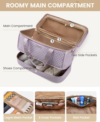 Large Travel Duffle Bag, Weekender Bags for Women With Shoe Compartment, Overnight Hospital Bag For Women Labor Delivery, Carry on Bag Personal Item Travel Bag, Yoga Gym Duffel Bag