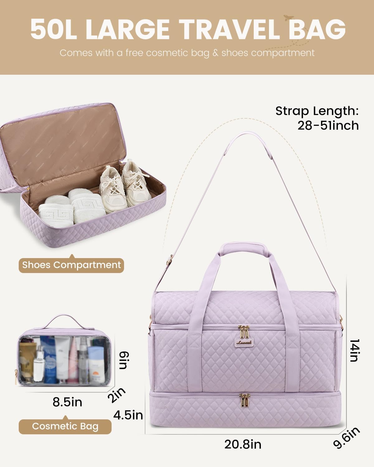 Large Travel Duffle Bag, Weekender Bags for Women With Shoe Compartment, Overnight Hospital Bag For Women Labor Delivery, Carry on Bag Personal Item Travel Bag, Yoga Gym Duffel Bag