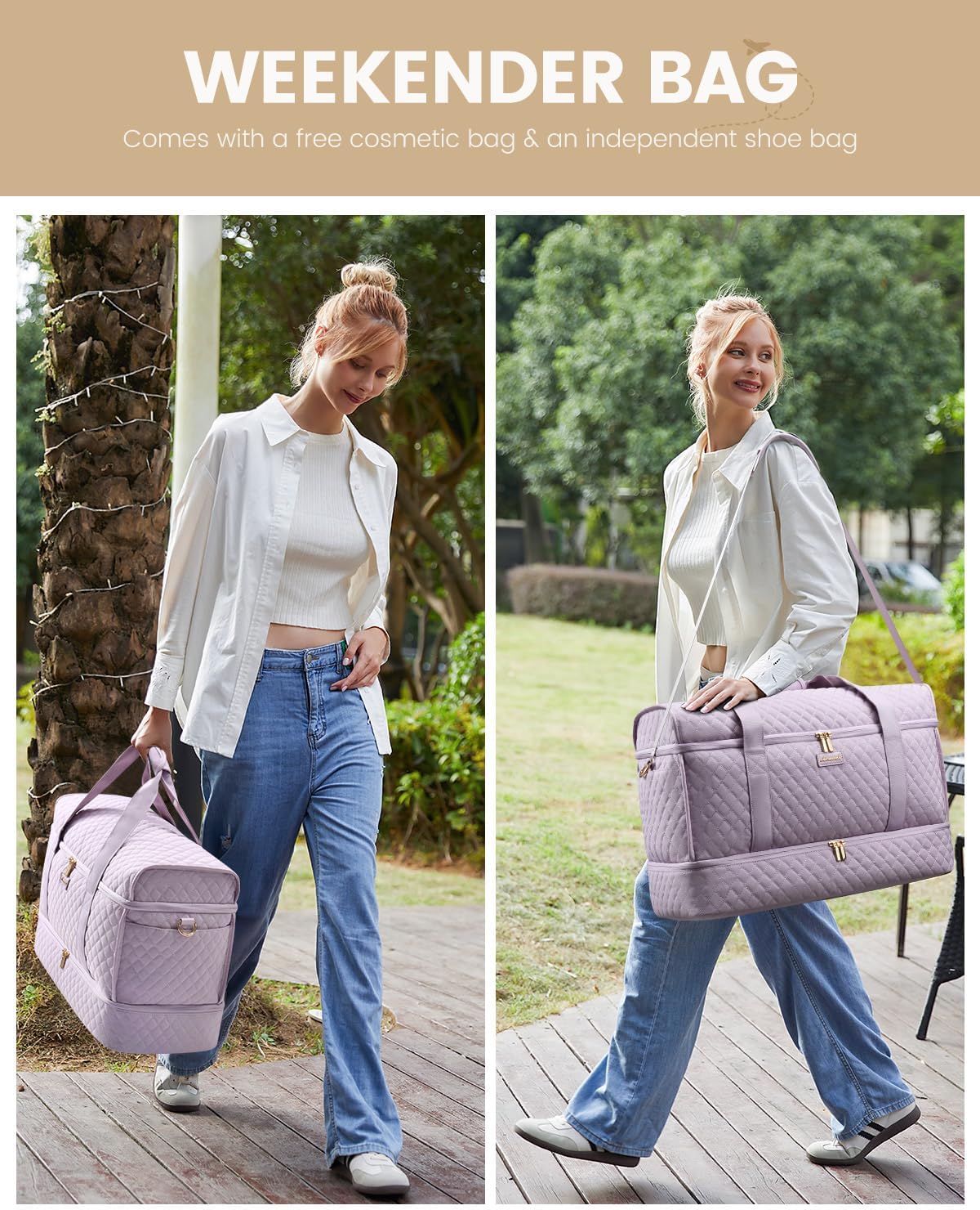 Large Travel Duffle Bag, Weekender Bags for Women With Shoe Compartment, Overnight Hospital Bag For Women Labor Delivery, Carry on Bag Personal Item Travel Bag, Yoga Gym Duffel Bag